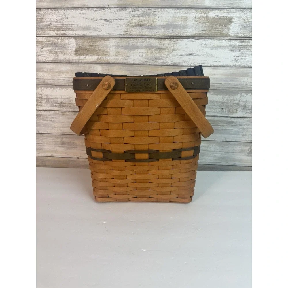 Longaberger 1996 Collectors Club MEMBERS ONLY Charter Medium Basket Navy & Green